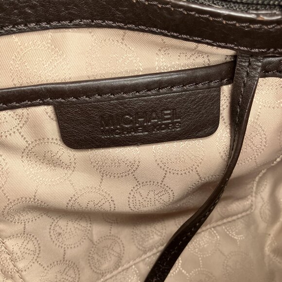 Michael Kors Cynthia Medium Brown Checkered Check Chain Strap Satchel Bag Purse - Picture 10 of 11